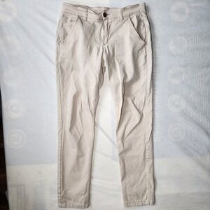 Mugsy Chinos Mens 32x30 Khaki Good Stretch Slim Fit Tapered Sand Pants Preppy